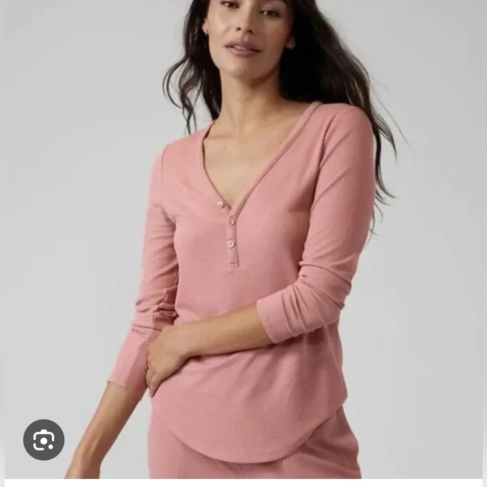 Womens‎ Athleta Wind Down Sleep Top Palermo Pink Waffle Texture Size XL